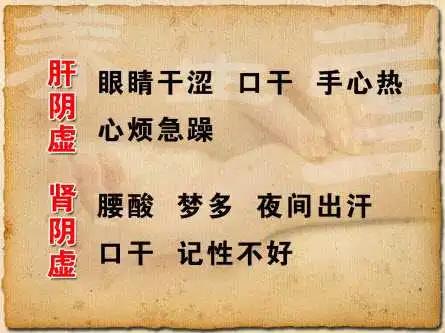 肝和肾的阴虚了，眼睛会干，口会渴，耳鸣腰不好患。
肝和肾是同源的，所以临床上单纯