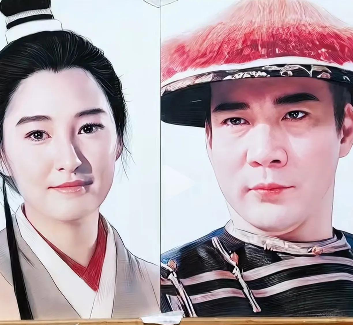 这俩人很有夫妻相，最美李莫愁，爱上的男人一脸凶神恶煞的。