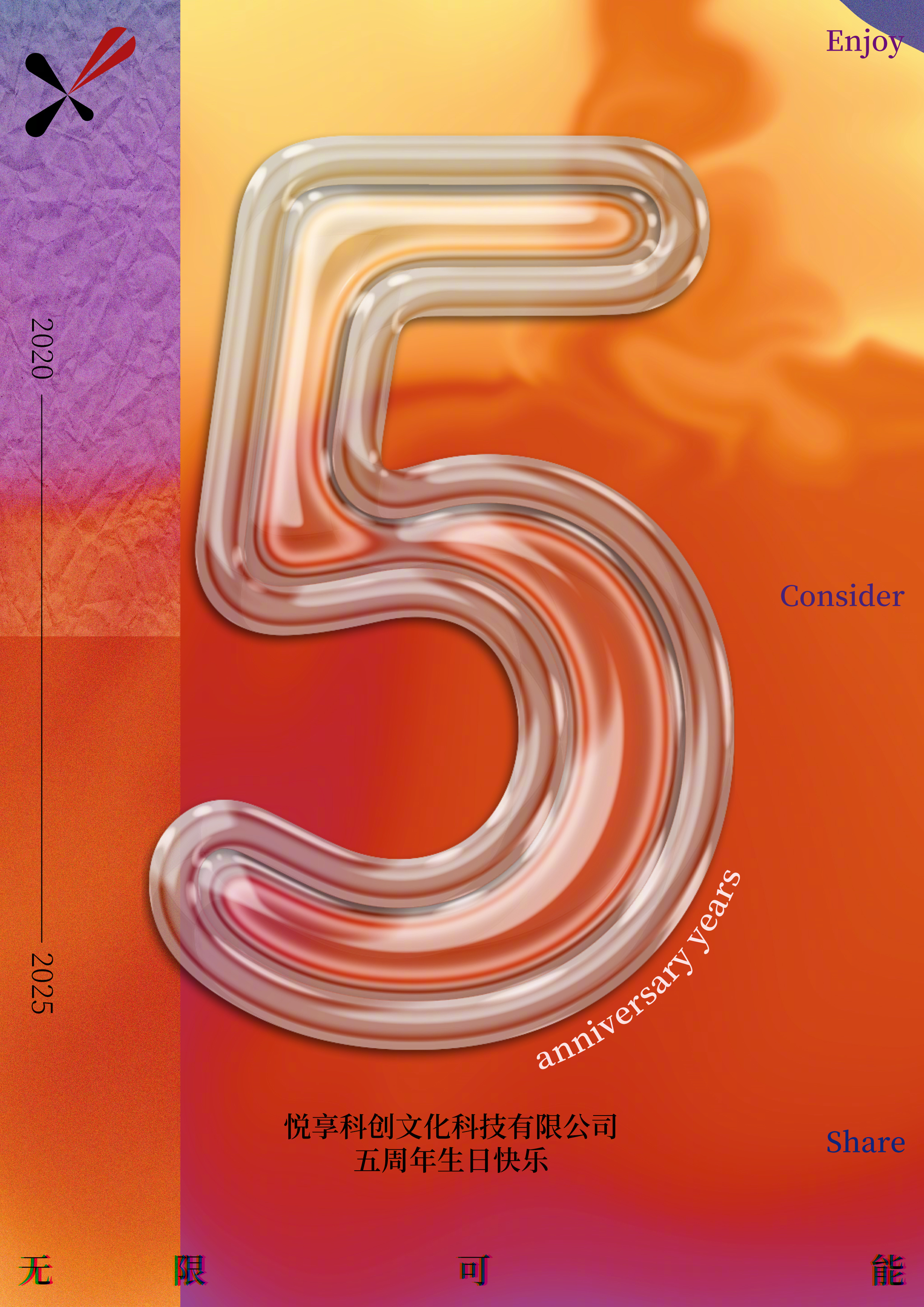 说说五周年设计理念：[哈哈]底图背景是那几个子 Logo 颜色：红 蓝 橙 黄 
