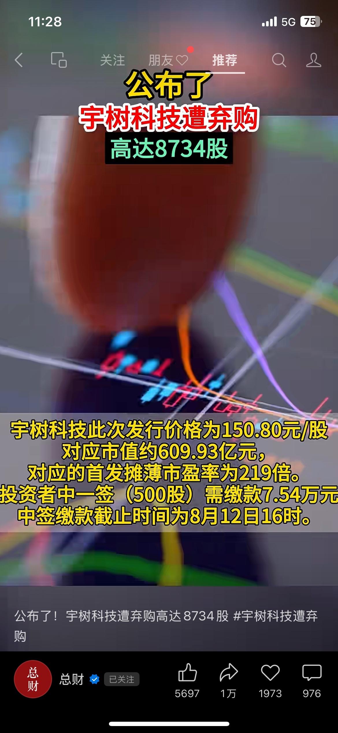 新股公告出炉！宇树科技8734股遭投资者弃购
科创板新股发行结果出炉，出现小额弃