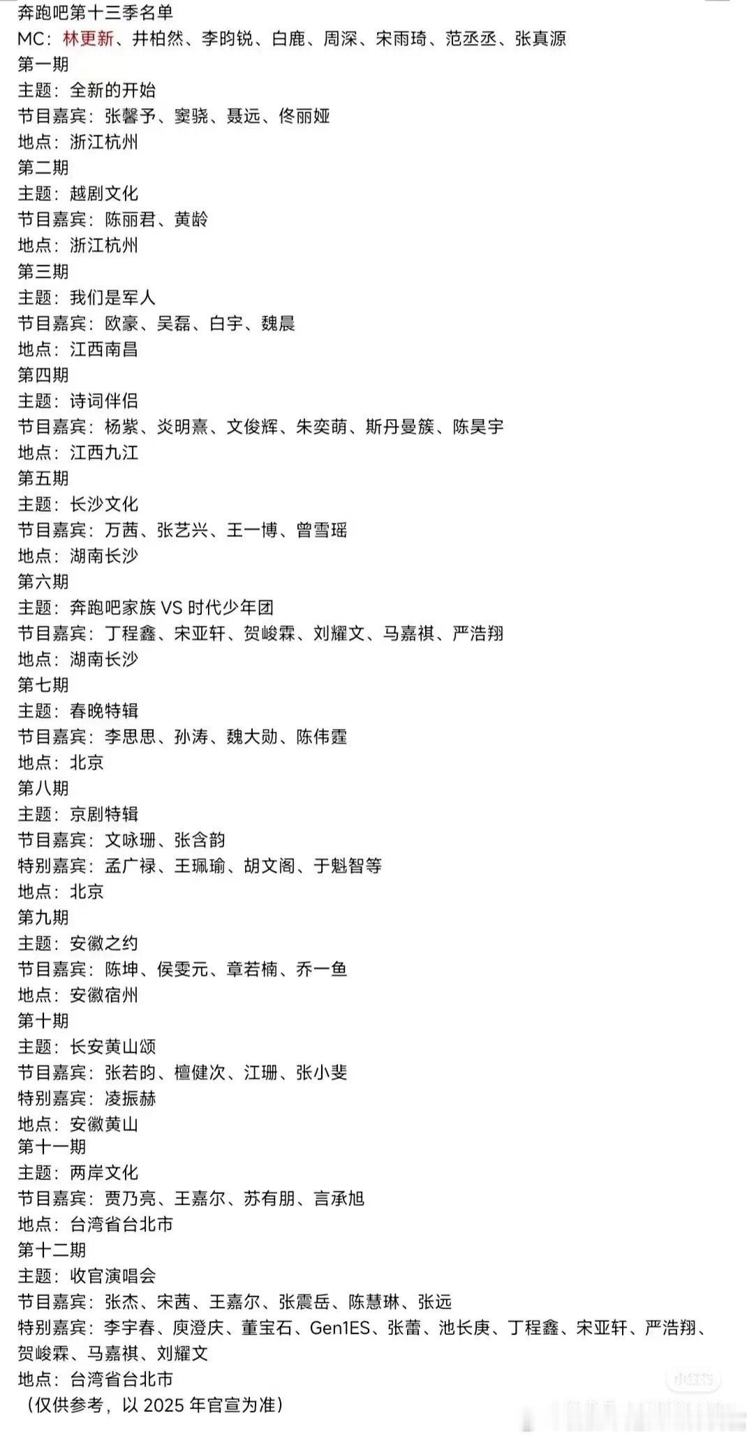 这张奔跑吧第13季名单是真的吗？如果是真的，沙溢 李晨 郑恺居然都不参加奔跑吧了