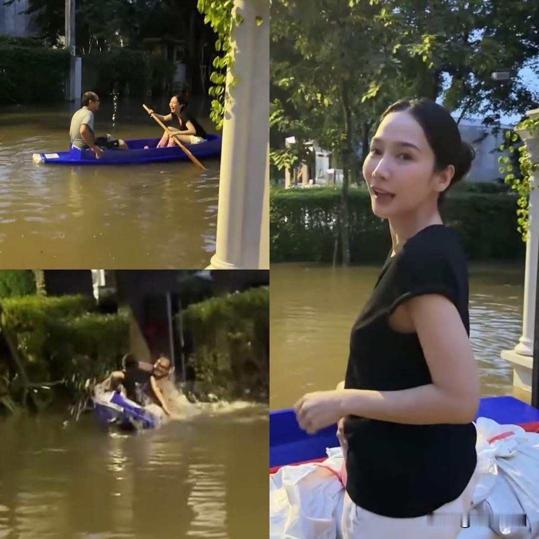 水淹曼谷，Aump学习划船出行。。