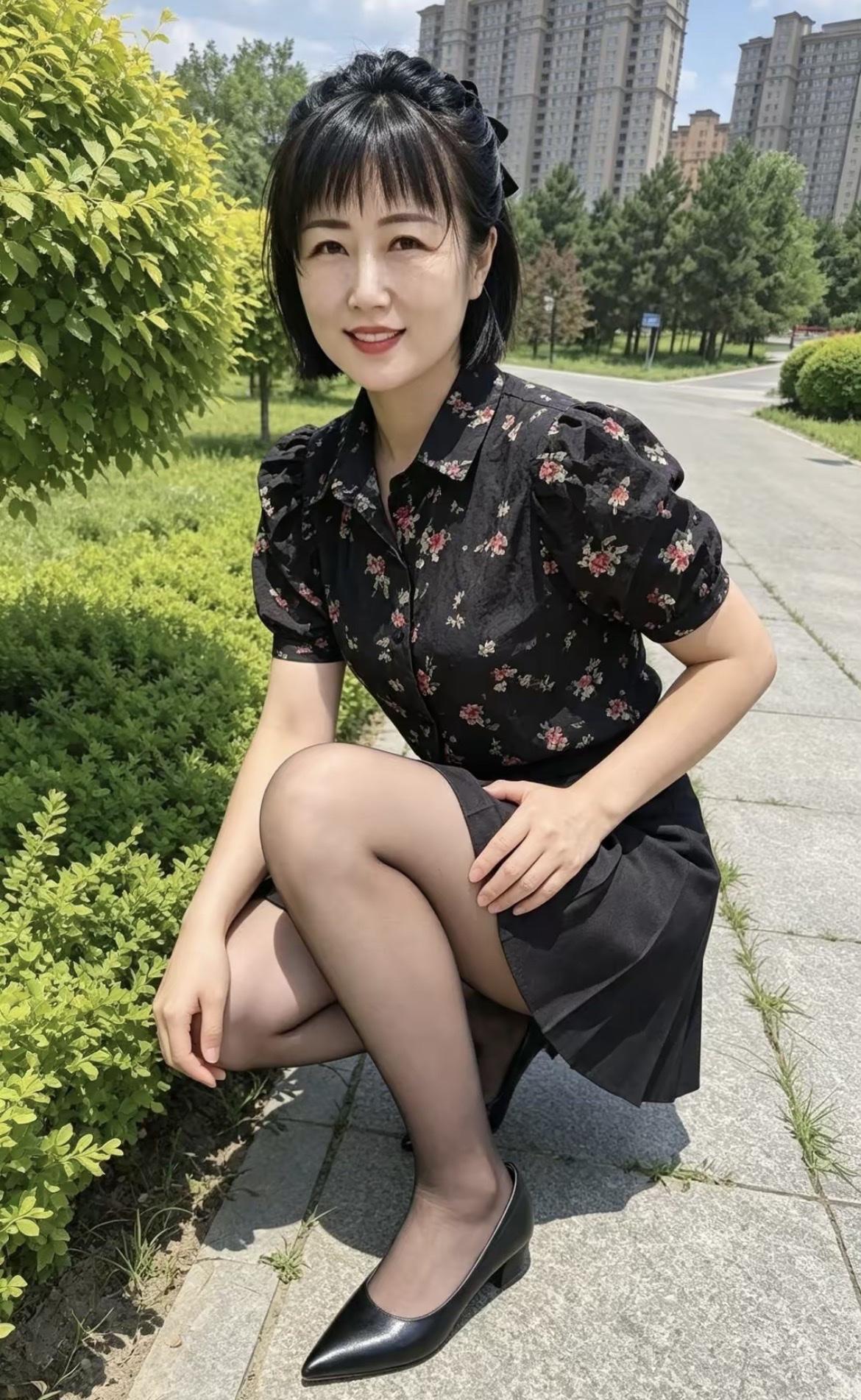 二嫂，她气质出众优雅，长相甜美可人，既爱刷抖音，又热衷拍照。这不，她又让我在小区