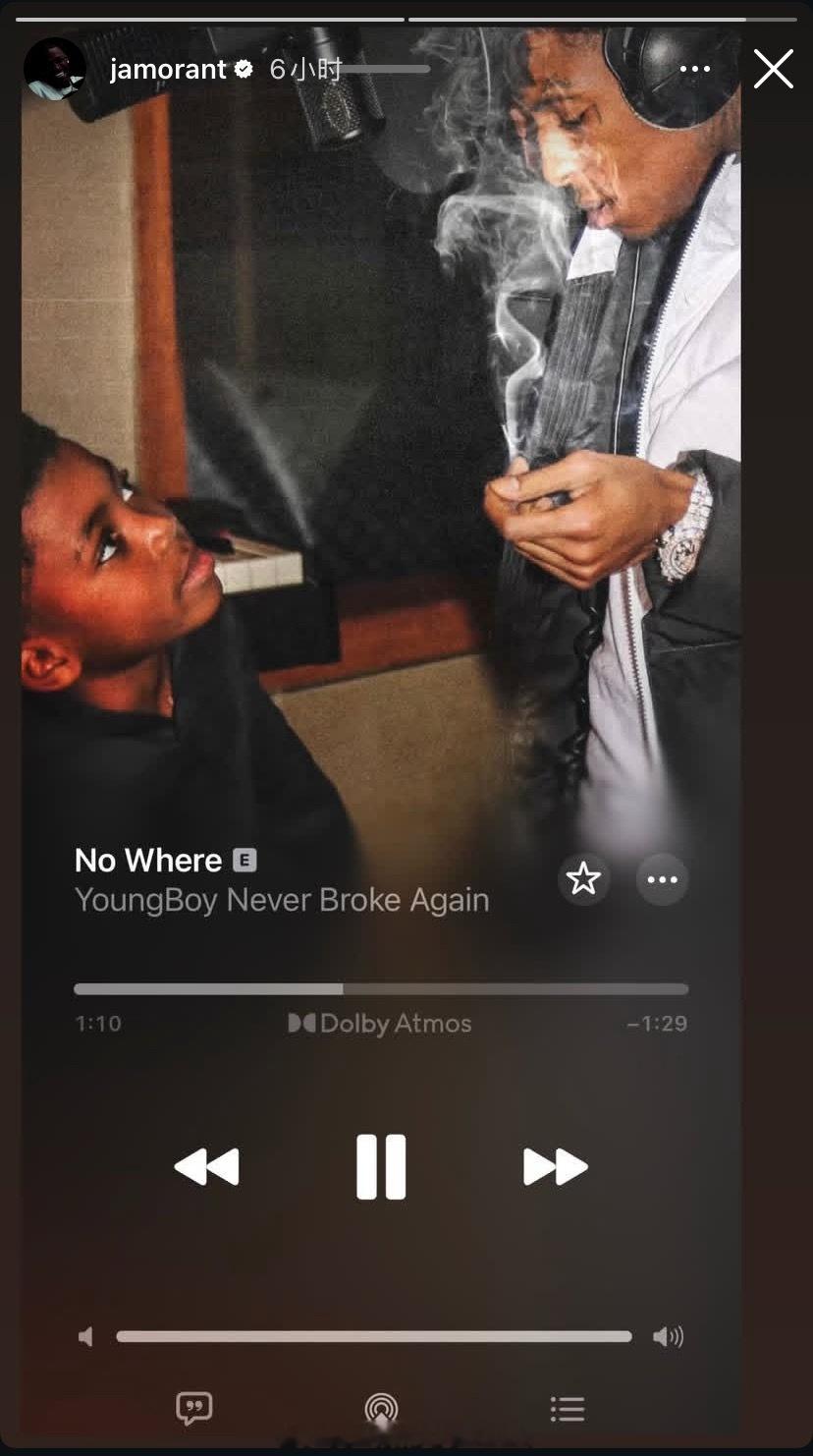 莫兰特Ins story 分享Young Boy 的“No Where”这是有什