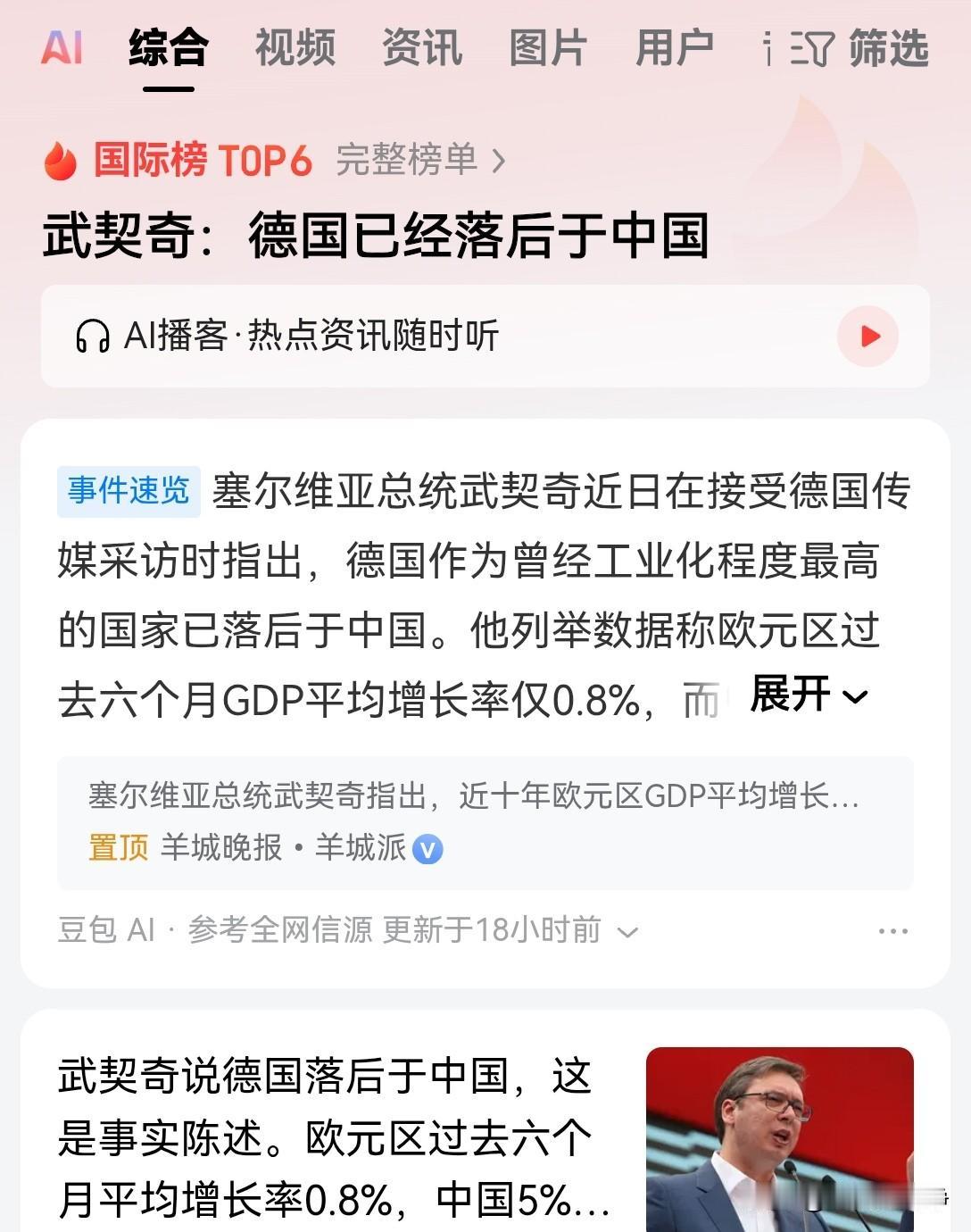 武契奇这样的言论绝对不是简单的讨好咱们
他只是陈述一个很普通的事实
像德国这样的