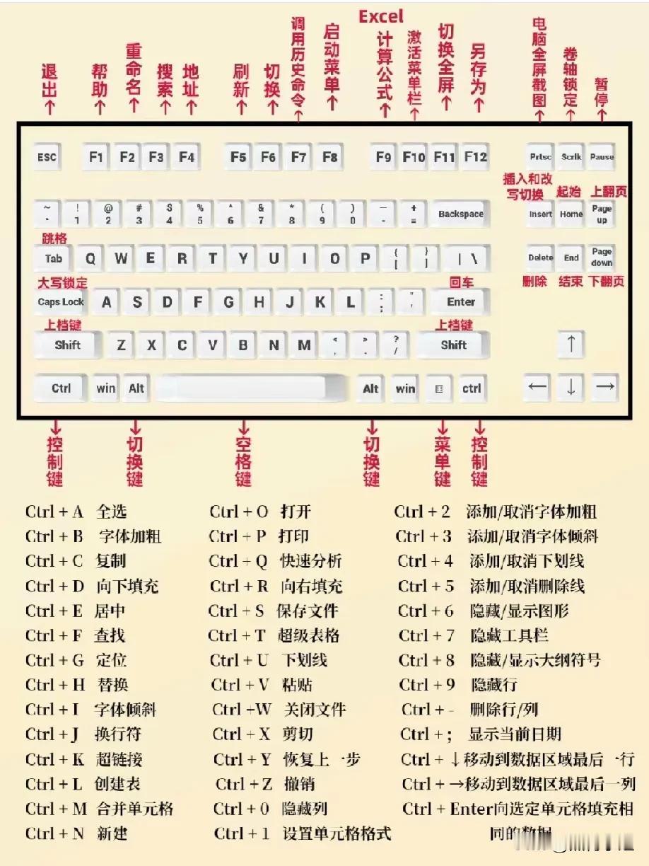 天呐！竟然有人将电脑常用快捷键全都分类整理出来了！🈶Word、Excel、PP