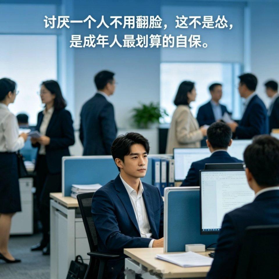 职场中讨厌一个人不用翻脸，这不是怂，是成年人最划算的自保。职场上翻脸的成本，比你