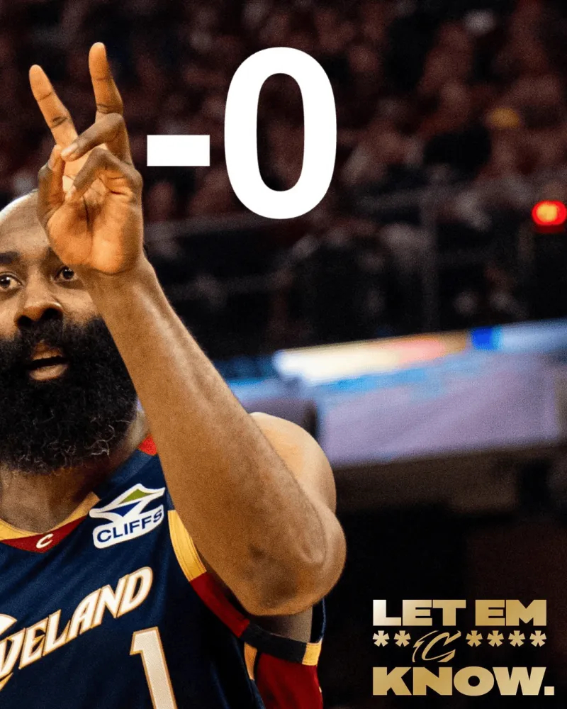 12连杀！骑士官方晒出哈登比耶手势照：我们2-0领先猛龙！今天NBA季后赛骑士主