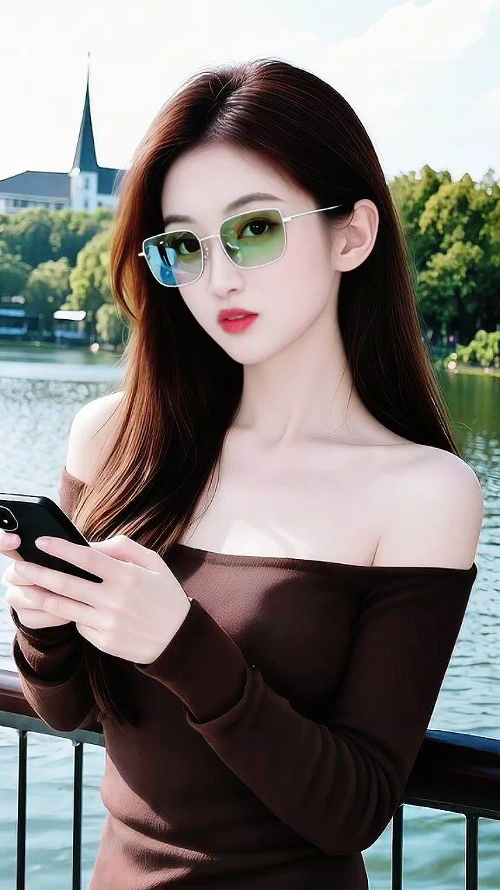 露肩穿搭 湖边拍照 惊艳  眼镜杀 今天穿搭是否在你的审美里