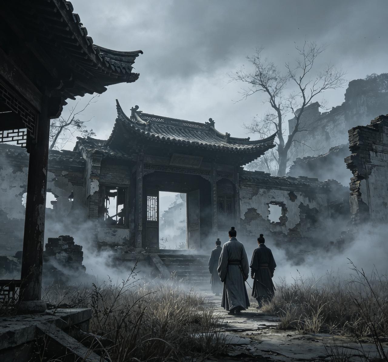 明朝人萧补烟前往山东当初的住处，却只见一座荒园，是前朝某位相国的别墅，荒草寒烟，