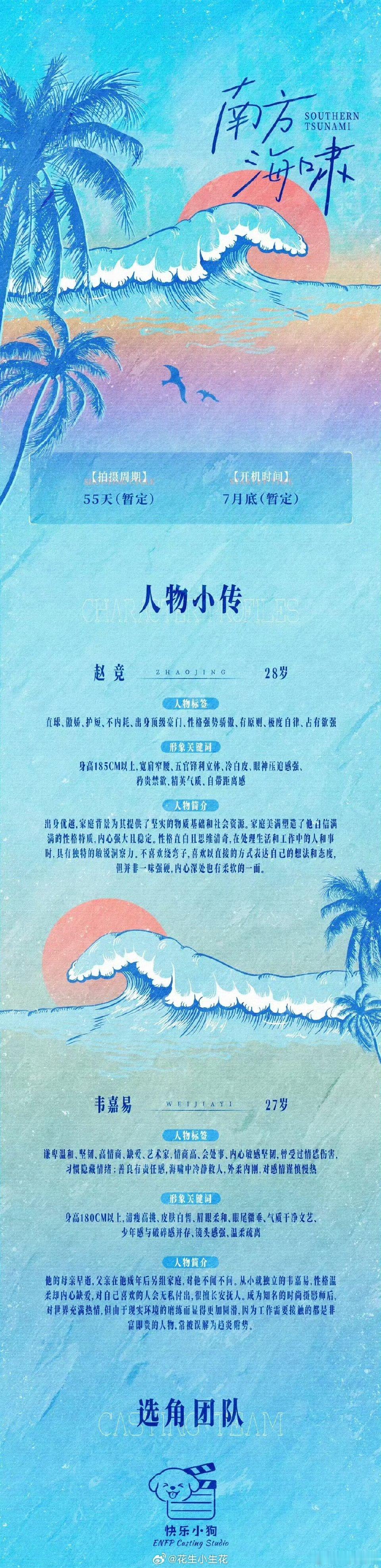 【诞生顶流】环大陆剧《南方海啸》7月底开机拍摄周期55天南方海啸开机