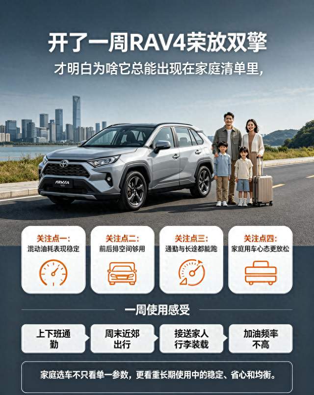 开了一周RAV4荣放双擎，才明白为啥它总能出现在家庭清单里