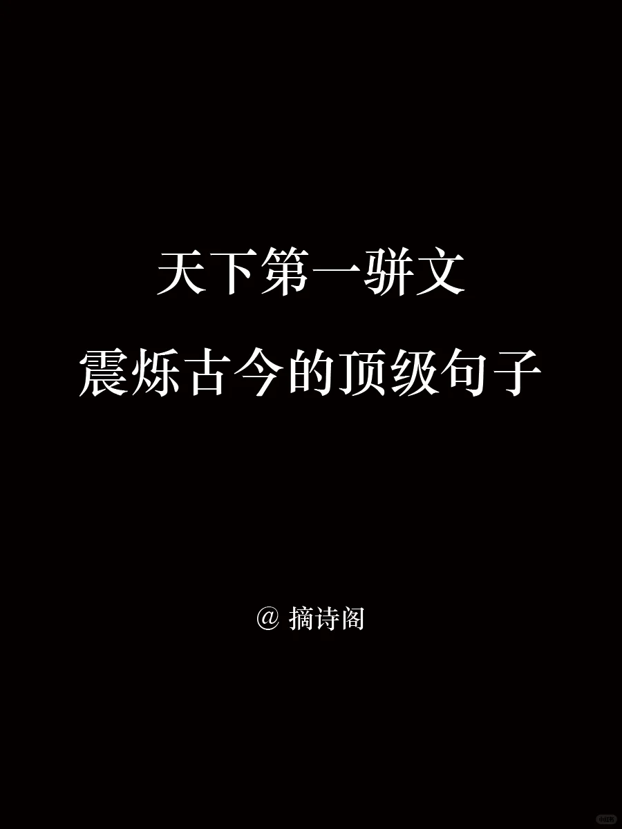 天下第一骈文震铄古今的顶级句子