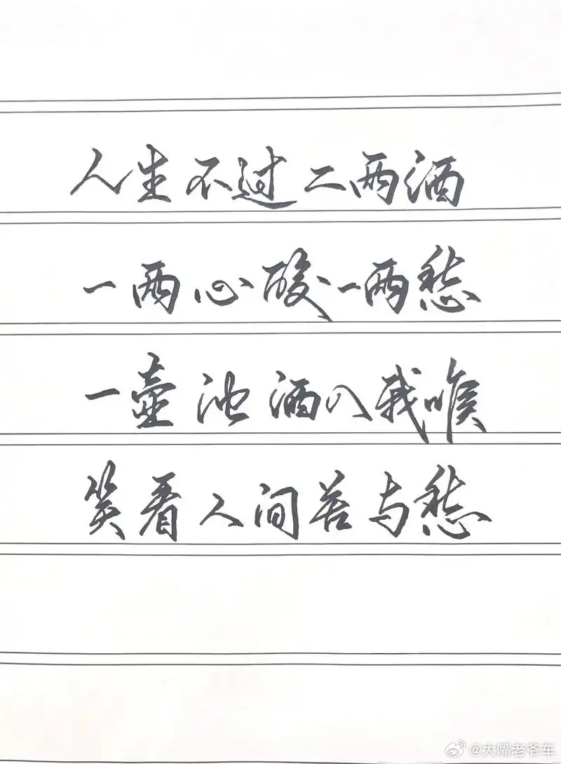 人生不过二两酒，一两心酸一两愁人生如酒，淡了没味，浓了上头，拿得起，也需要放得下
