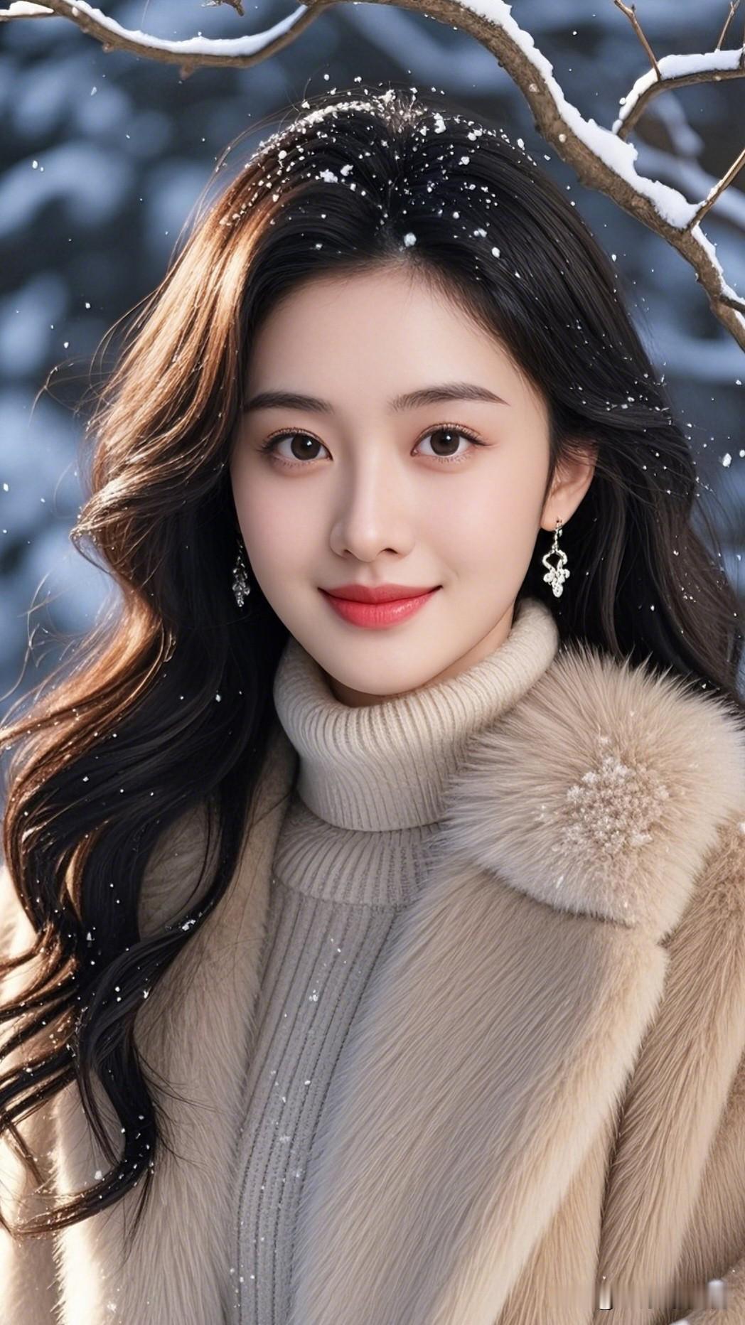 雪中美人笑，寒冬暖意生。晒晒你拍的雪景 冬日暖阳下的甜美少女，雪中绽放的美人儿