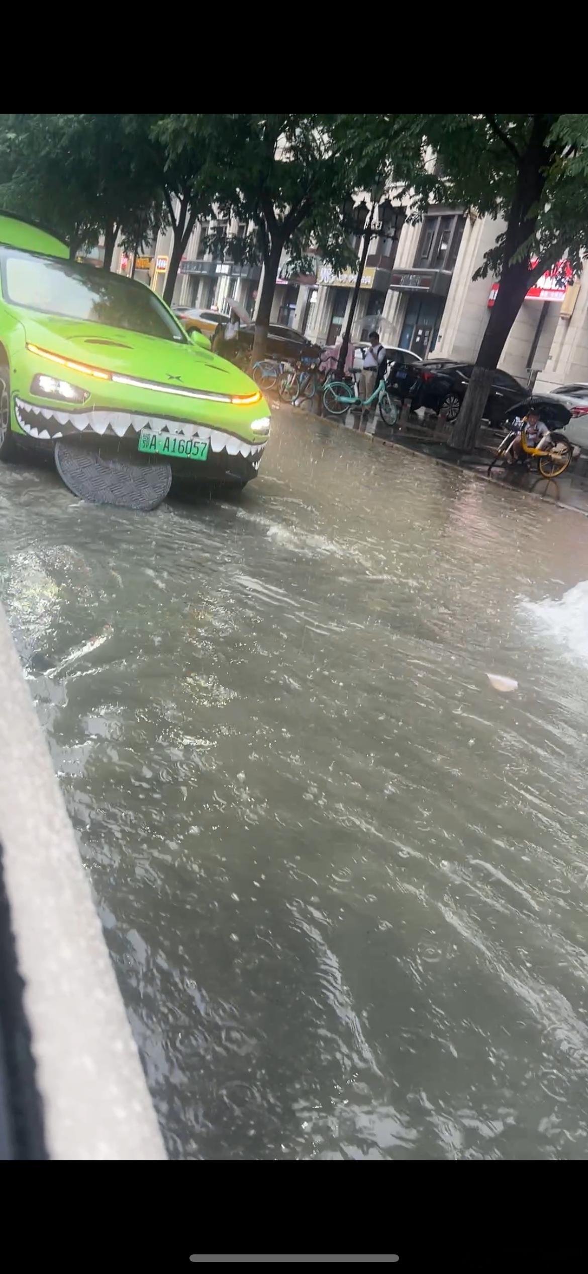 昨天路过的时候，我寻思有鲨鱼在吃奥利奥呢武汉暴雨小鹏汽车 ​​​