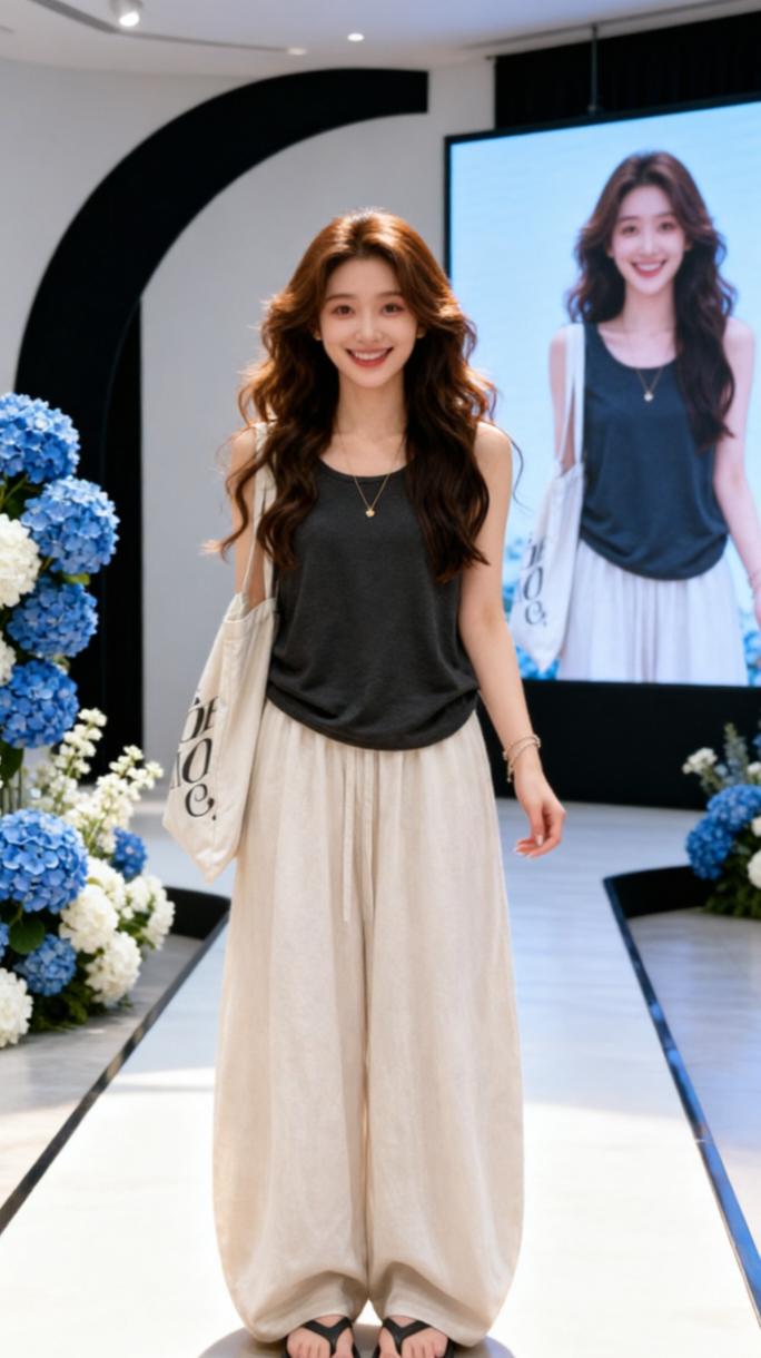 模特走秀宽腿裤 穿搭灵感制造机 2026春夏穿搭 零基础学搭配 女装模特走秀