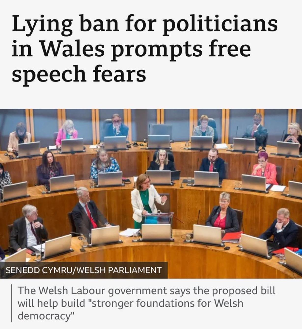 笑死个人！西方政客们说选举期间撒谎是言论自由！

威尔士议会议员警告称，一项旨在