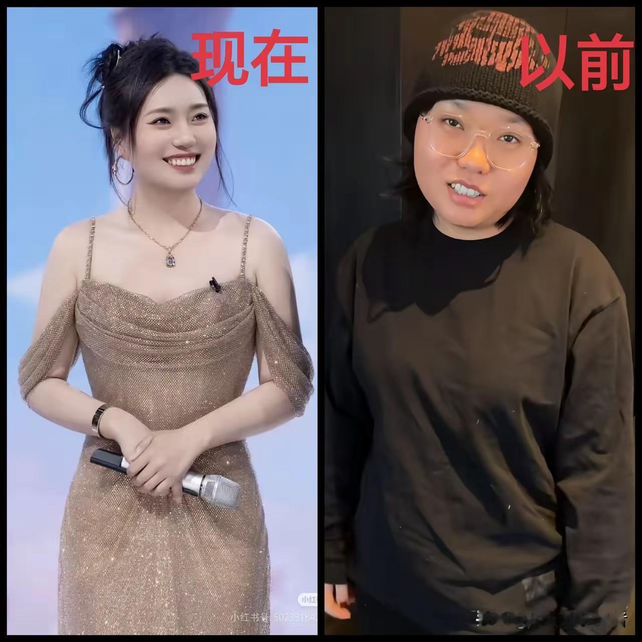 瘦人再瘦也不会被拿来对比，只有真正的胖子瘦了，才会被天天说。
娱乐圈贾玲瘦了以后