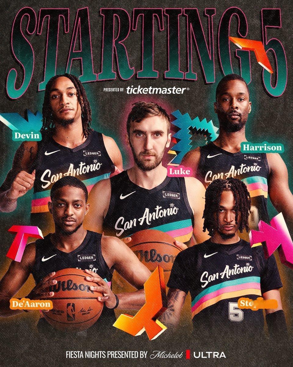 马刺首发不变！文班还是替补出场！