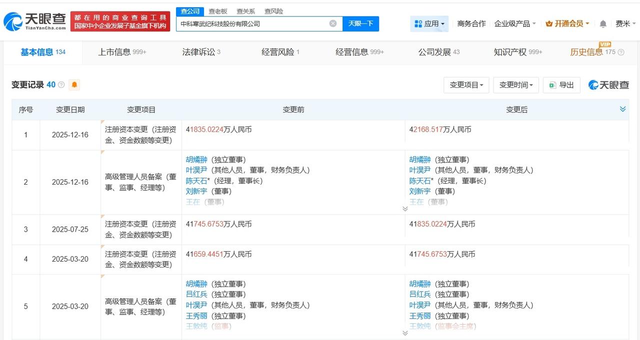 寒武纪去年多次增资
寒武纪商业版图盘点寒武纪年报
据媒体报道，近日，寒武纪（68