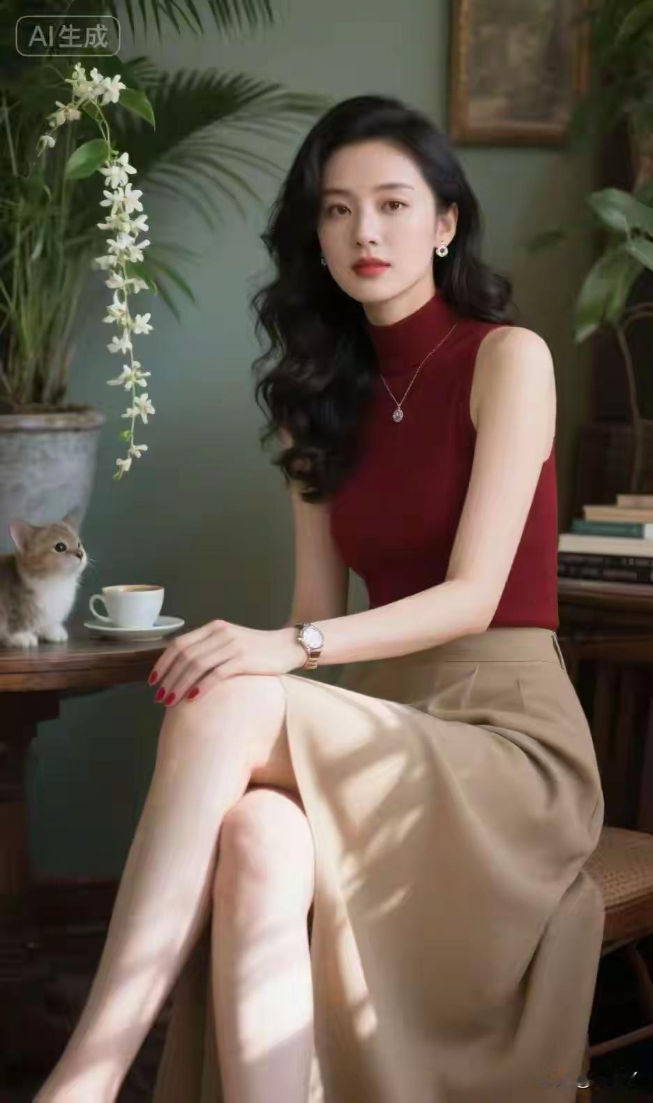 佳人赞
年少娇娥韵不凡，
端庄娴静意幽含。
温柔恰似春枝月，
冷艳犹凝玉骨潭。