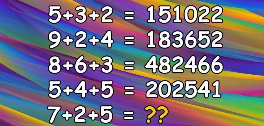 脑力激荡：如果 5+3+2 = 151022 
9+2+4 = 183652 