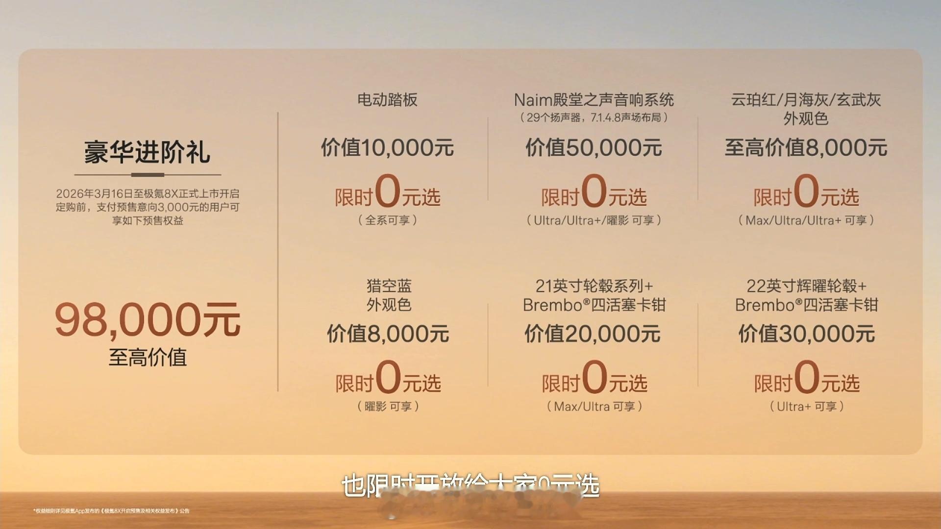 极氪8X 公布预售价 37.68万起，普通版车型可加一万选6座版本。本次普通版有