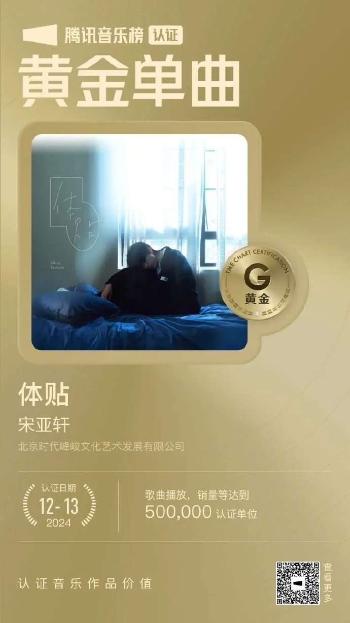 宋亚轩第二首黄金单曲 恭喜宋亚轩成为了最年轻的双黄金单曲拥有者！！他的第四首单曲