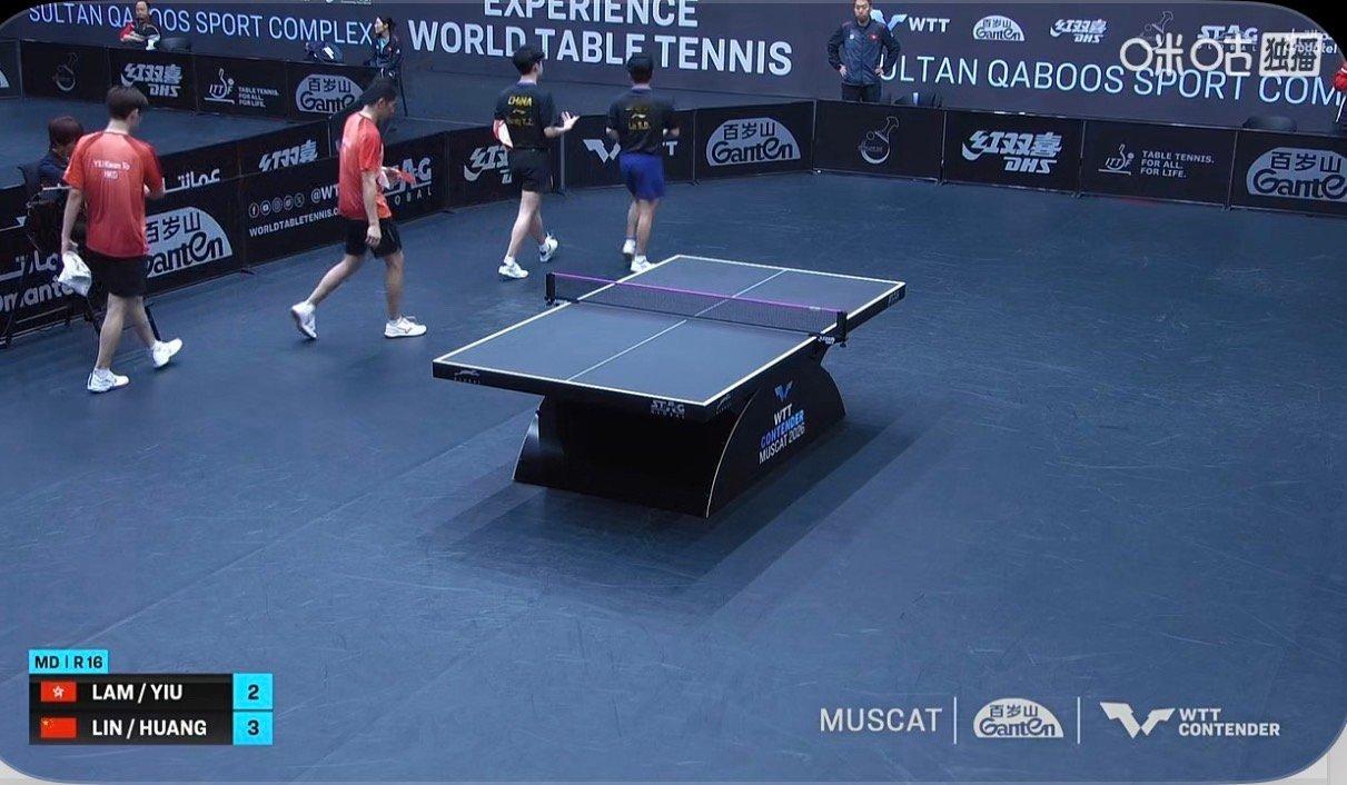 2026wtt马斯喀特挑战赛男子双打16-8林诗栋/黄友政3-2姚钧涛/林兆恒（