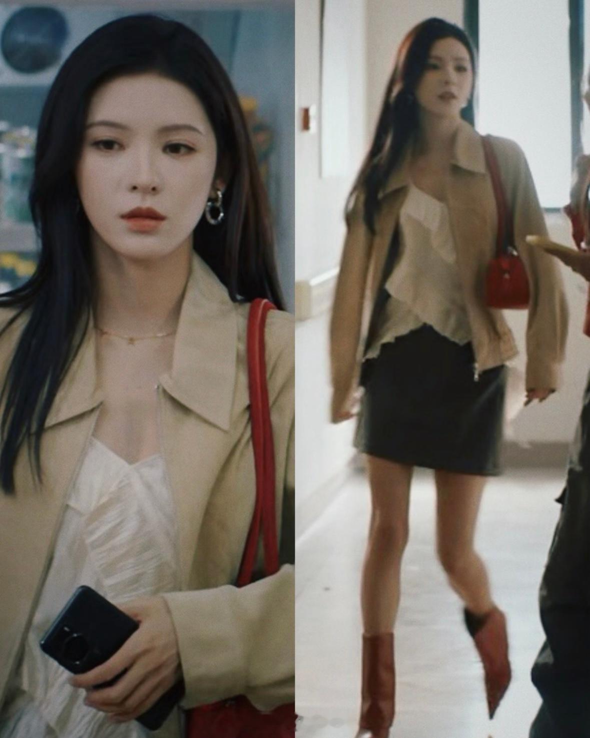 《深情眼》叶濛造型👗春秋季通勤穿搭教科书～常用硬挺基础款外套搭配亮眼内搭裙装设