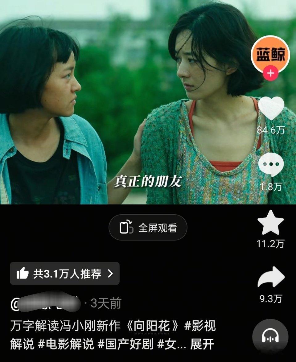 赵丽颖《向阳花》在抖🎶视频解说已经破84万赞了，这部电影最近在各平台都有很高的