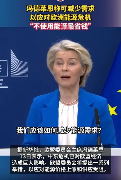 中东那边一乱套，天然气、石油的价格就疯狂往上涨，欧盟的冯德莱恩，居然当着众人的面