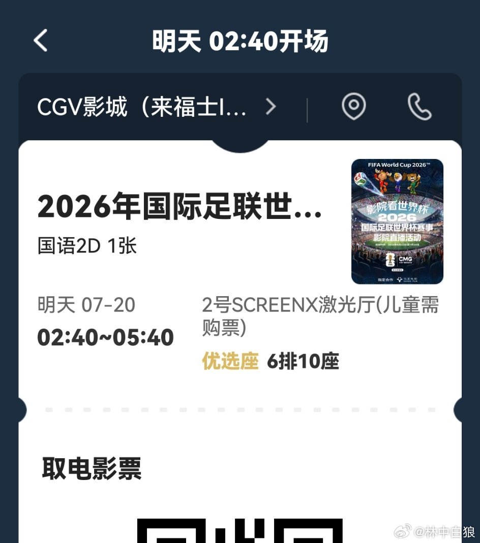 世界杯决赛，本狼决定在电影院看🎦这是本届世界杯看的第一场，也是最后一场🏆 西