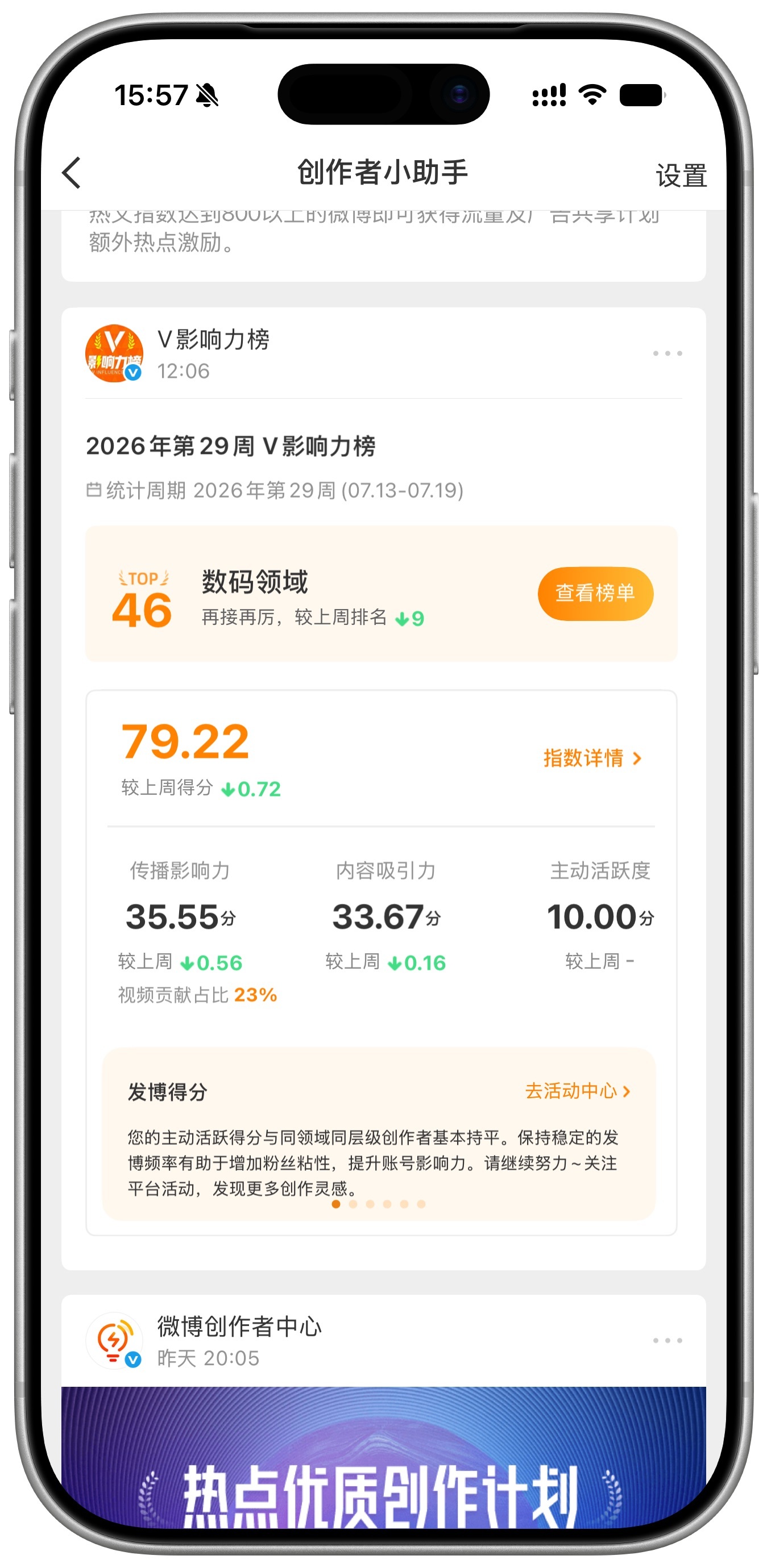 上周比较佛系，排名直接掉了9名。看来还是得多发，多努力。