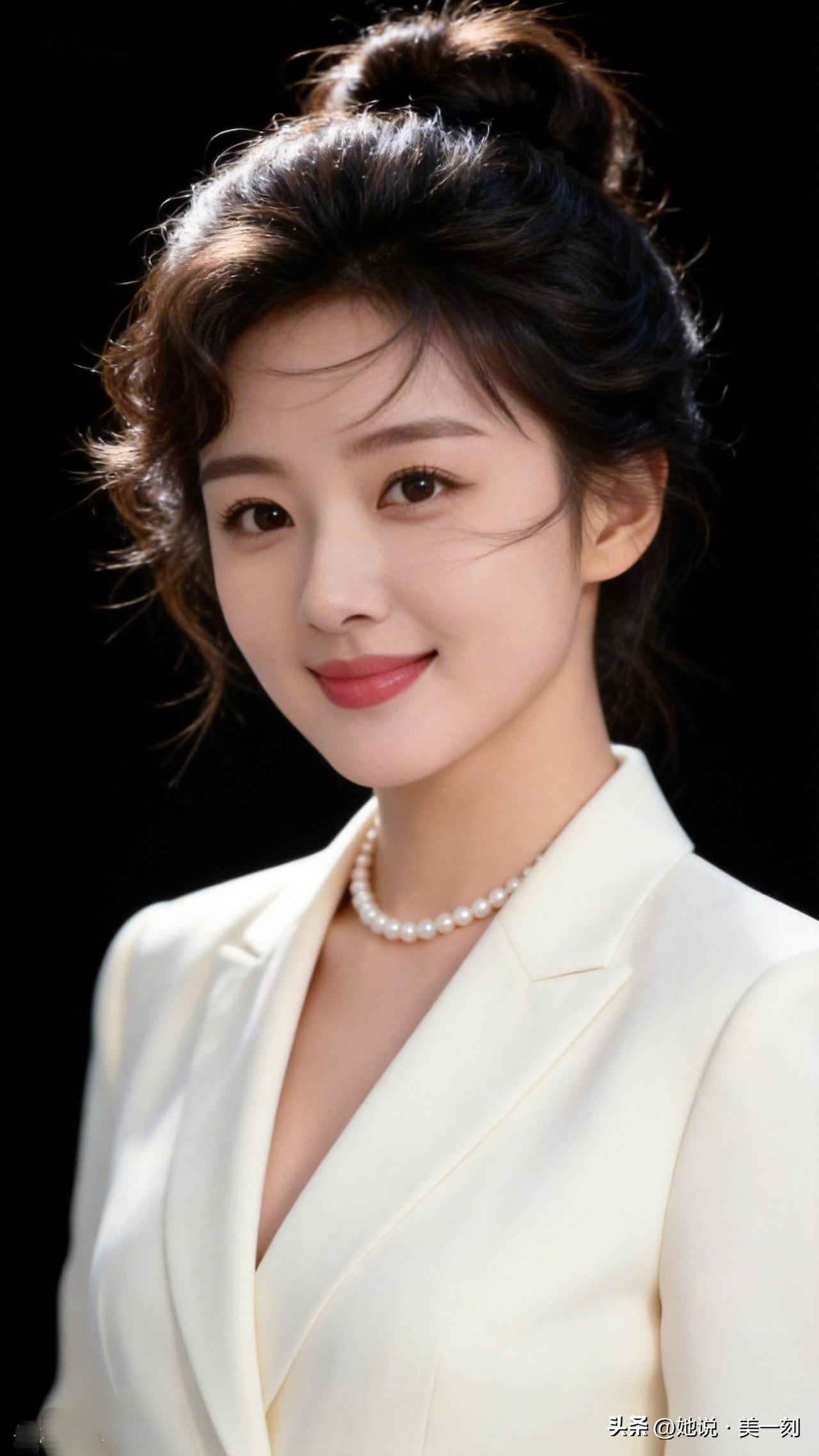 优雅白衣少女，珍珠项链点缀，温柔微笑，气质满分！💖✨女人最耐看的长相是什么样的