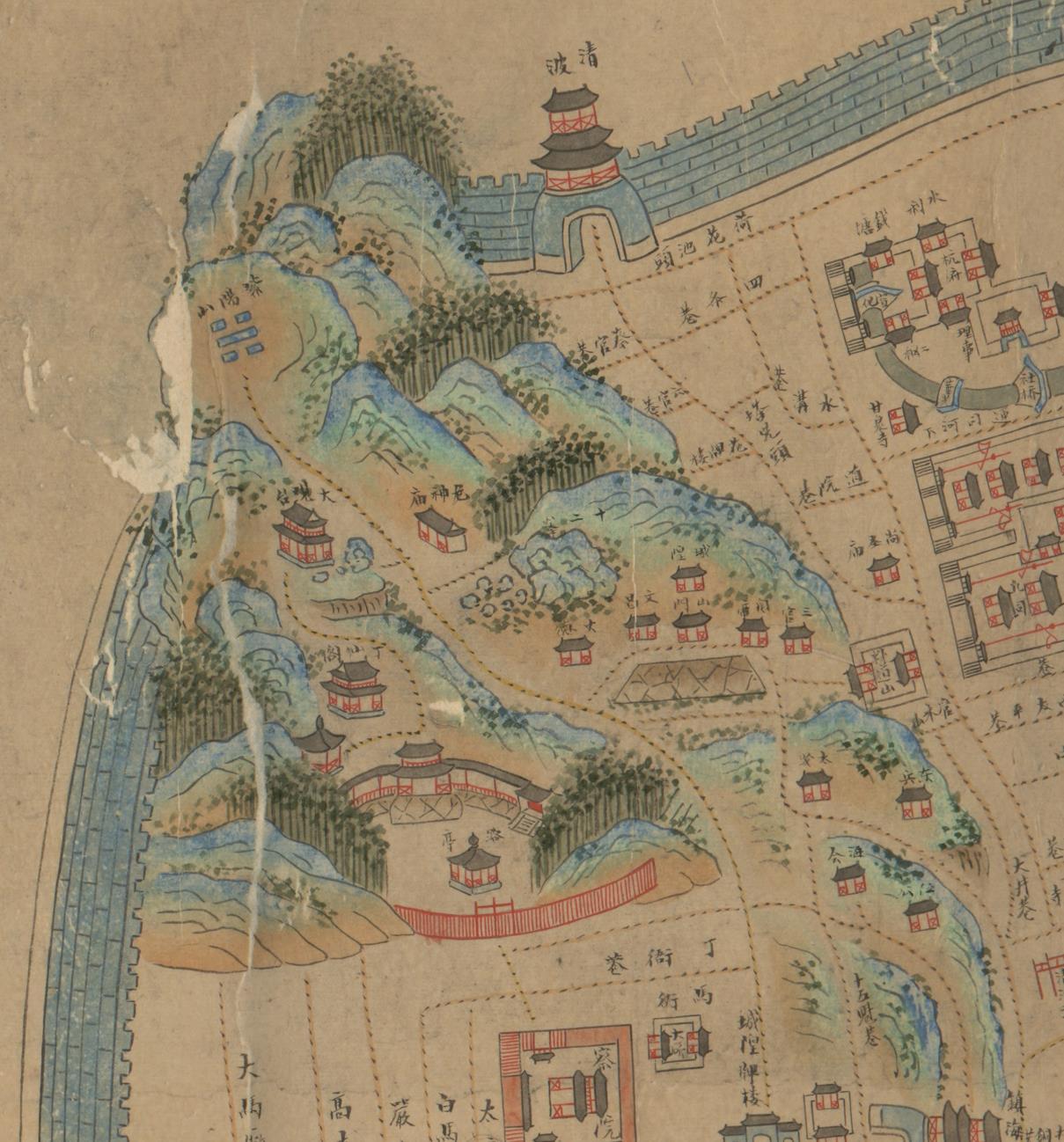 真正的杭州老城，杭州人认得出位置吗？。这是清代同治六年（1867）的杭...