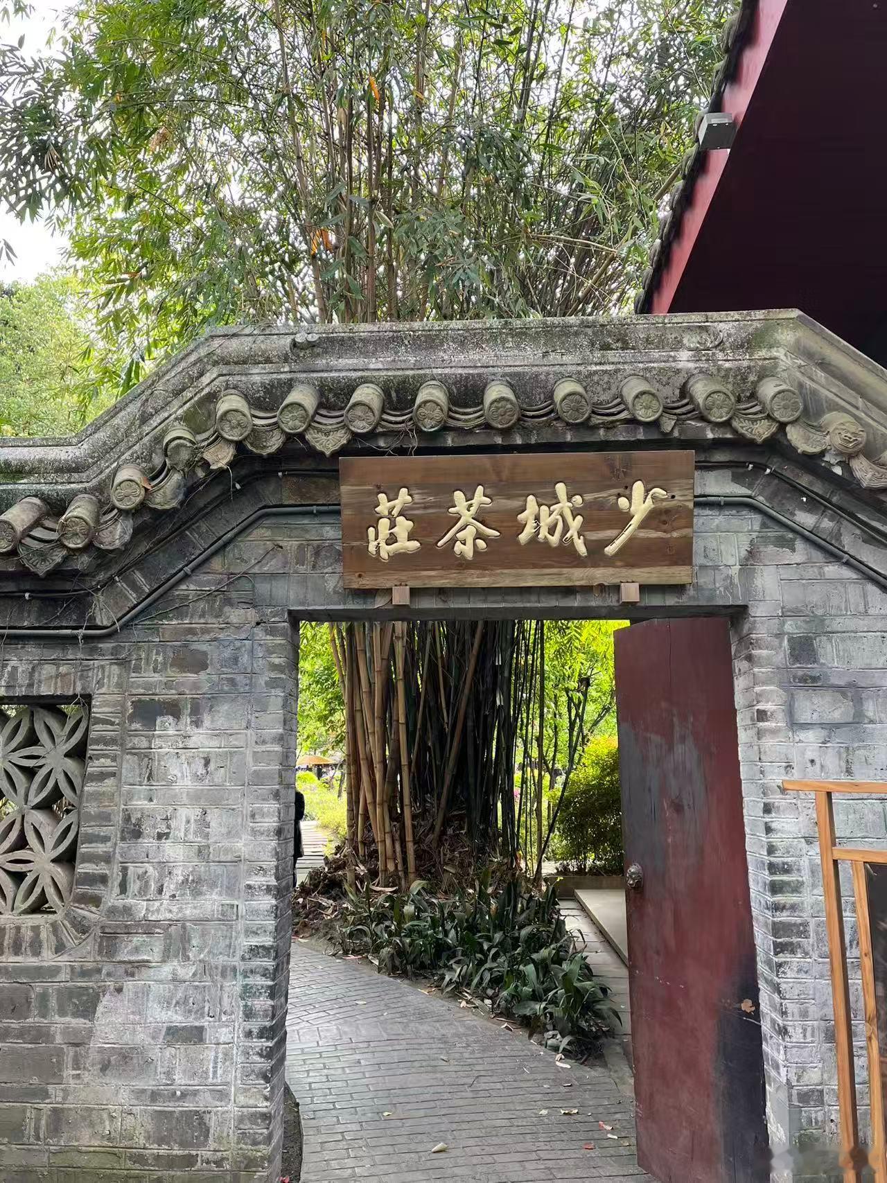 少城茶庄藏在人民公园深处，竹椅斜斜地摆着，坐下去便不想起来。盖碗里的茶汤明晃晃的
