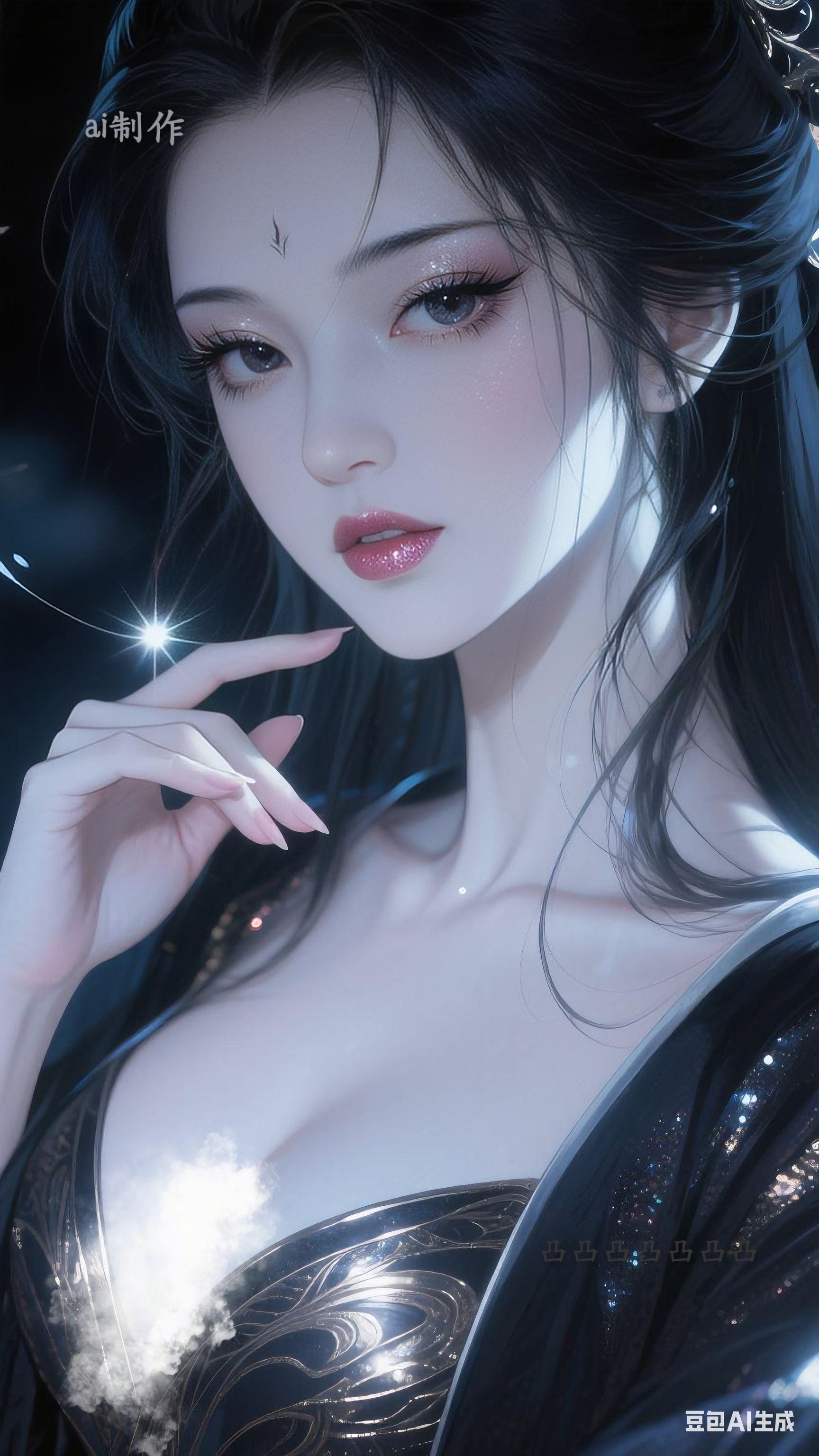 （豆包ai制作）暗黑系美女头像。
