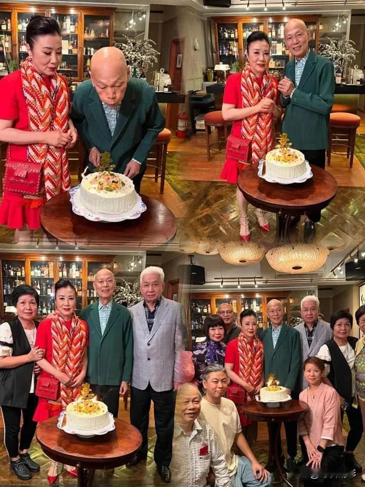 汪明荃慶祝羅家英78歲生日！全身紅打扮喜慶，穿鉚釘高跟鞋潮爆了