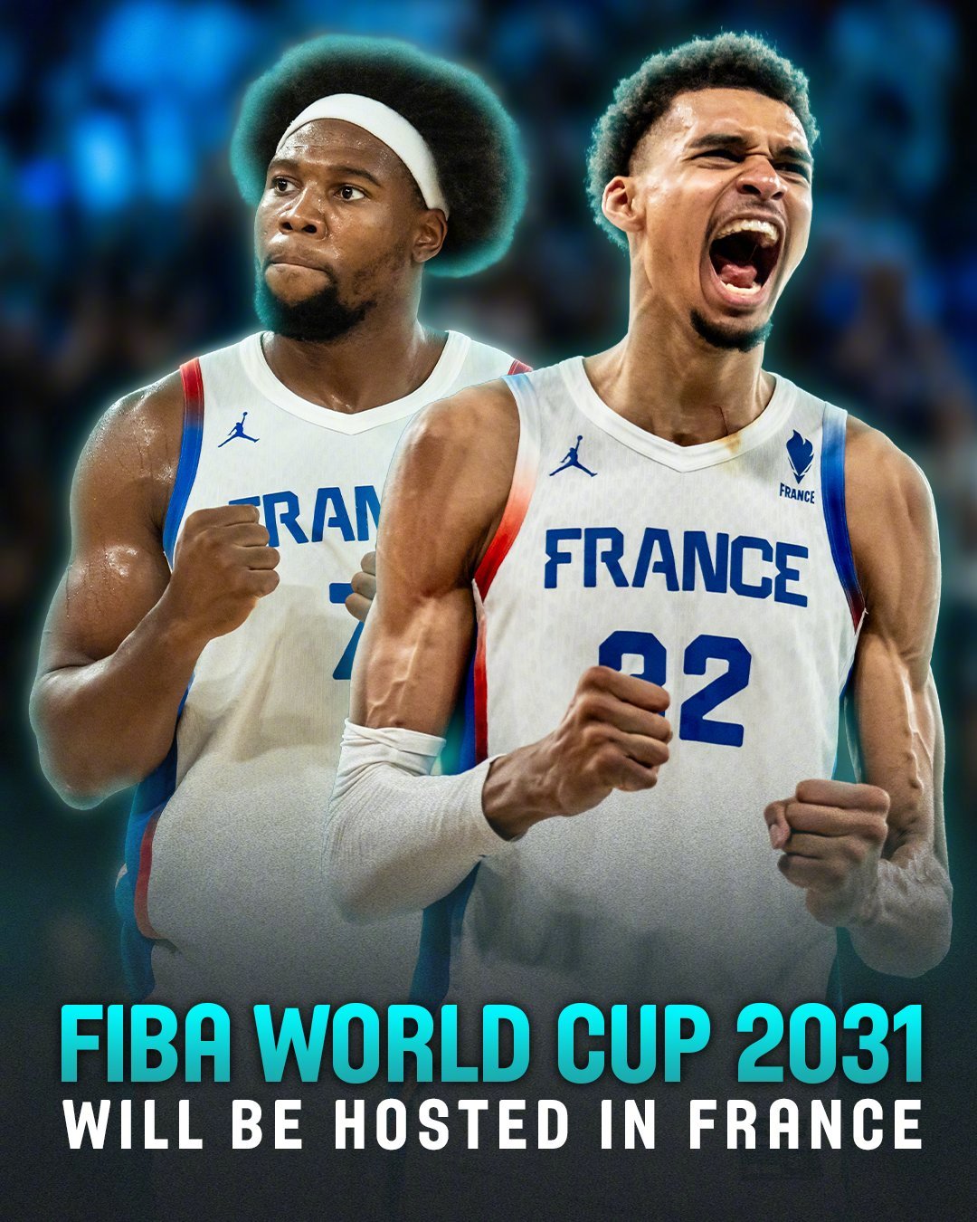 2031年男篮世界杯落户法国，届时更为成熟的文班、加上东道主优势，这一届世界杯会