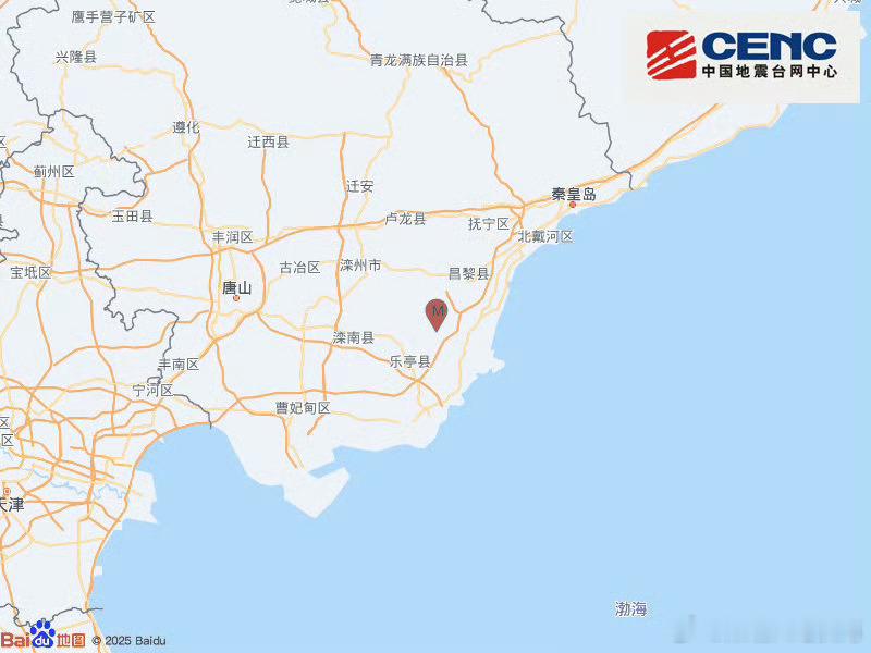秦皇岛地震地震快讯中国地震台网正式测定：05月04日00时55分在河北秦皇岛市昌