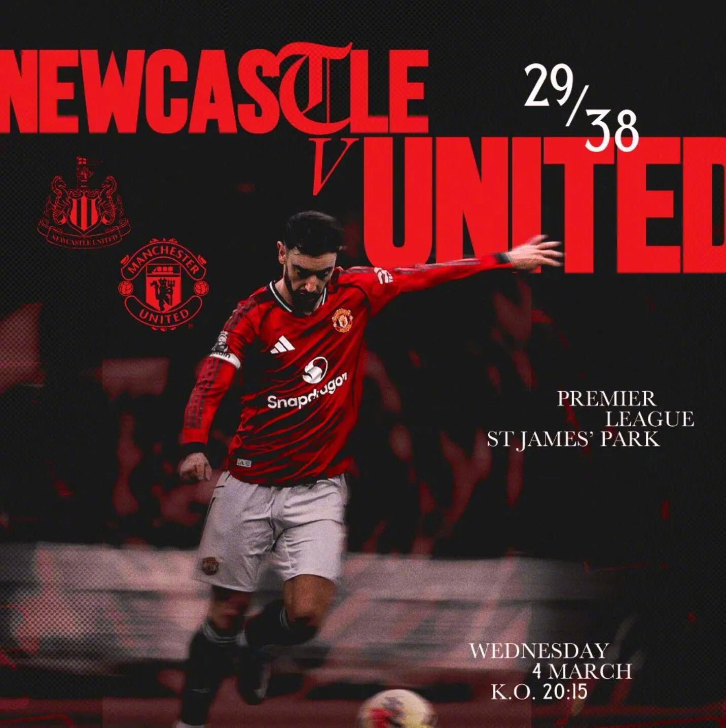 北京时间明天凌晨4点15分，英超联赛第29轮，曼联做客挑战纽卡斯尔联。赛前，曼联