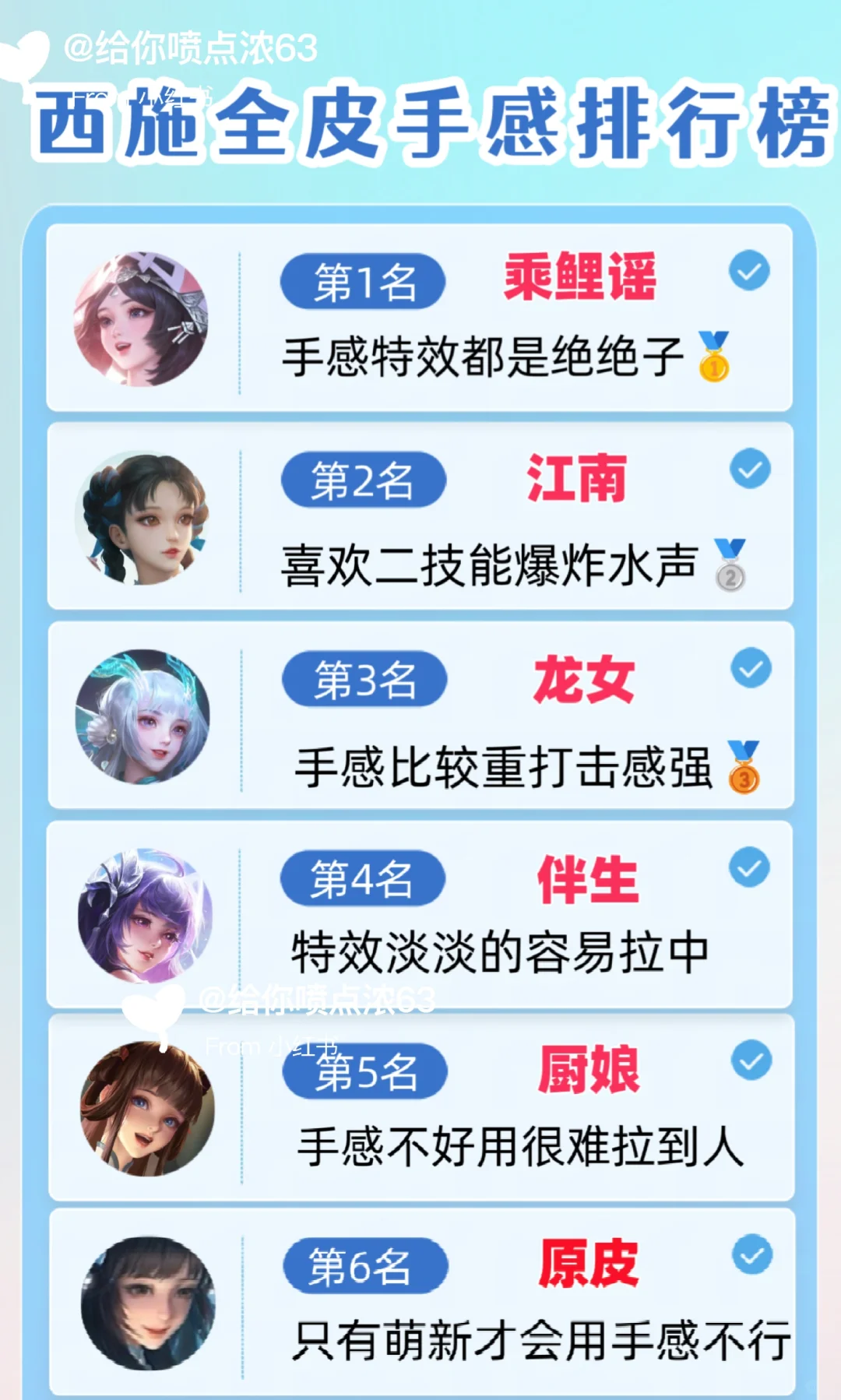 西施全皮肤手感排行榜！你最喜欢哪个！
