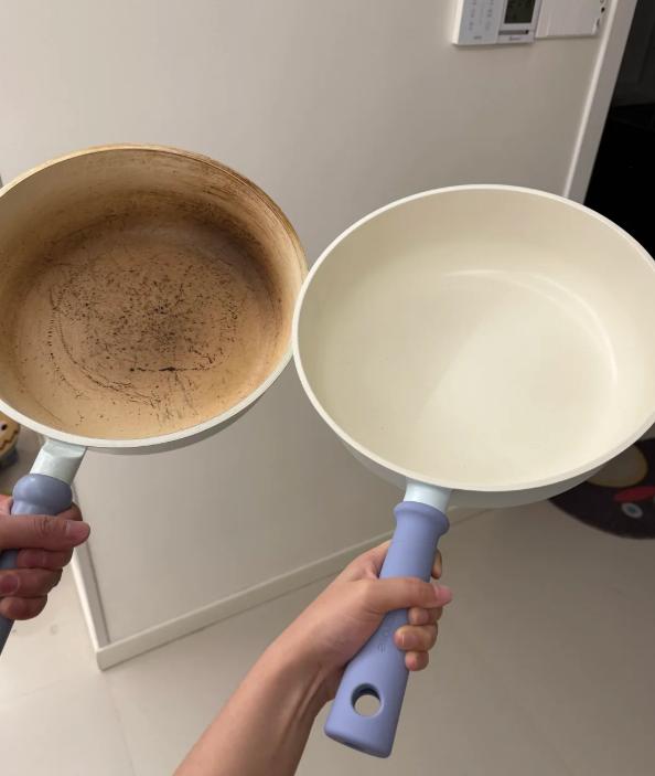 我闺蜜花大几百买的“网红不粘锅”，不到半年就刮花了，还粘得一塌糊涂！我老公说简直