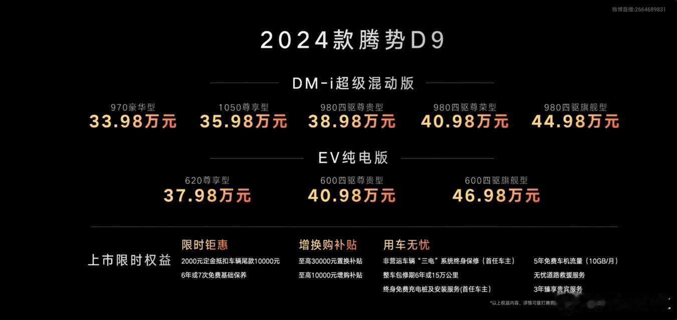 🔶腾势D9新款价格发布了，33.98万起，大家觉得怎么样？[思考]#宜商宜家就