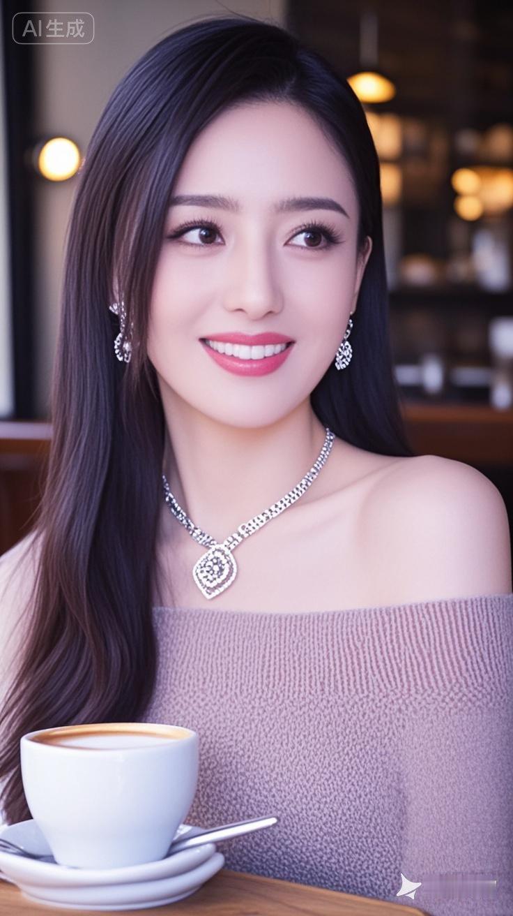 优雅咖啡时光，甜美笑容绽放