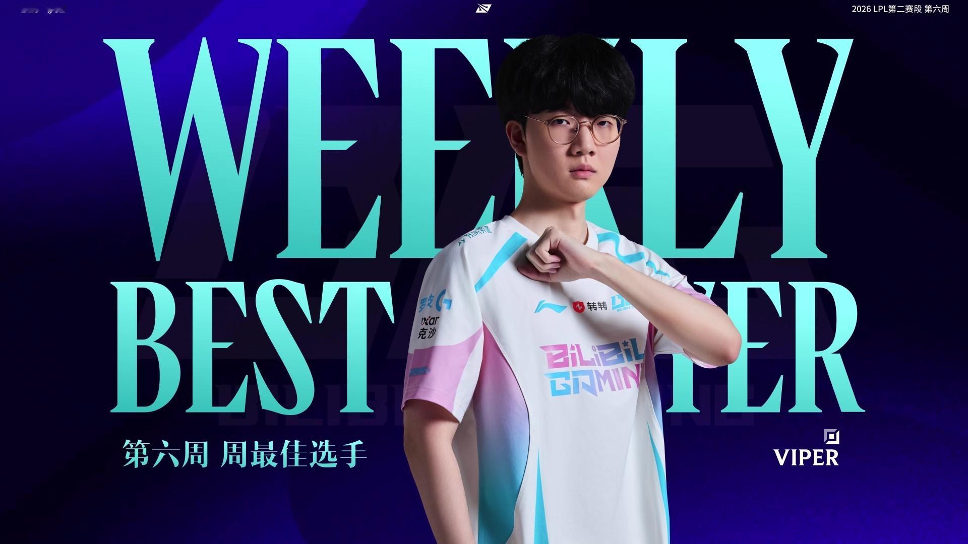 恭喜Viper选手入选Week6一阵AD及周最佳选手！！！！实至名归🎉🎉Vi