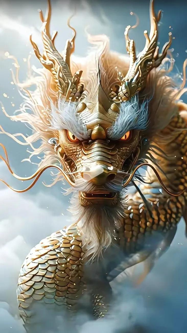 霸气威武的龙神，金鳞闪耀，气势磅礴！🐉🔥传说中的黄金兽 乾坤龙