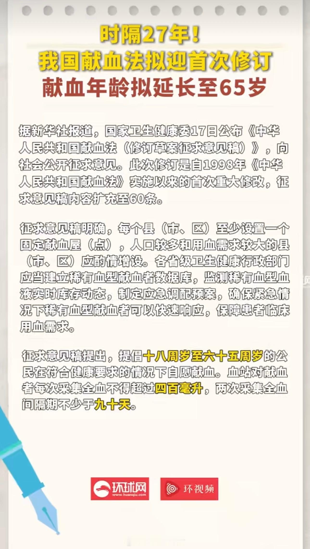 献血年龄拟延长至65岁献血年龄拟延长至65岁